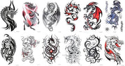 12 stampe di tattoo temporanee - adesivi acqua-resistenti per arte corporea finta a lunga durata per schiena braccio schouder per uomo donna.
