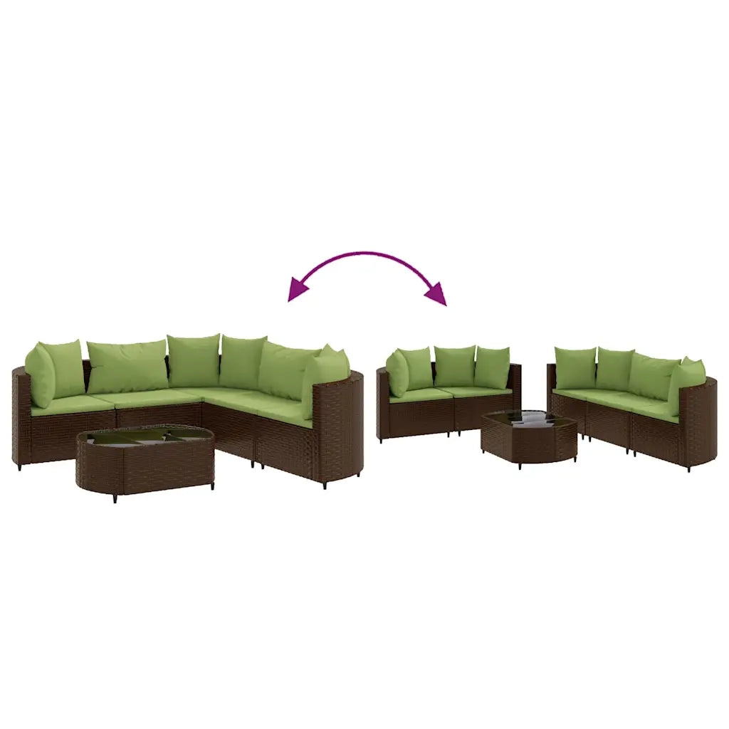 vidaXL Set Divano da Giardino 6 pz con Cuscini Marrone in Polyrattan