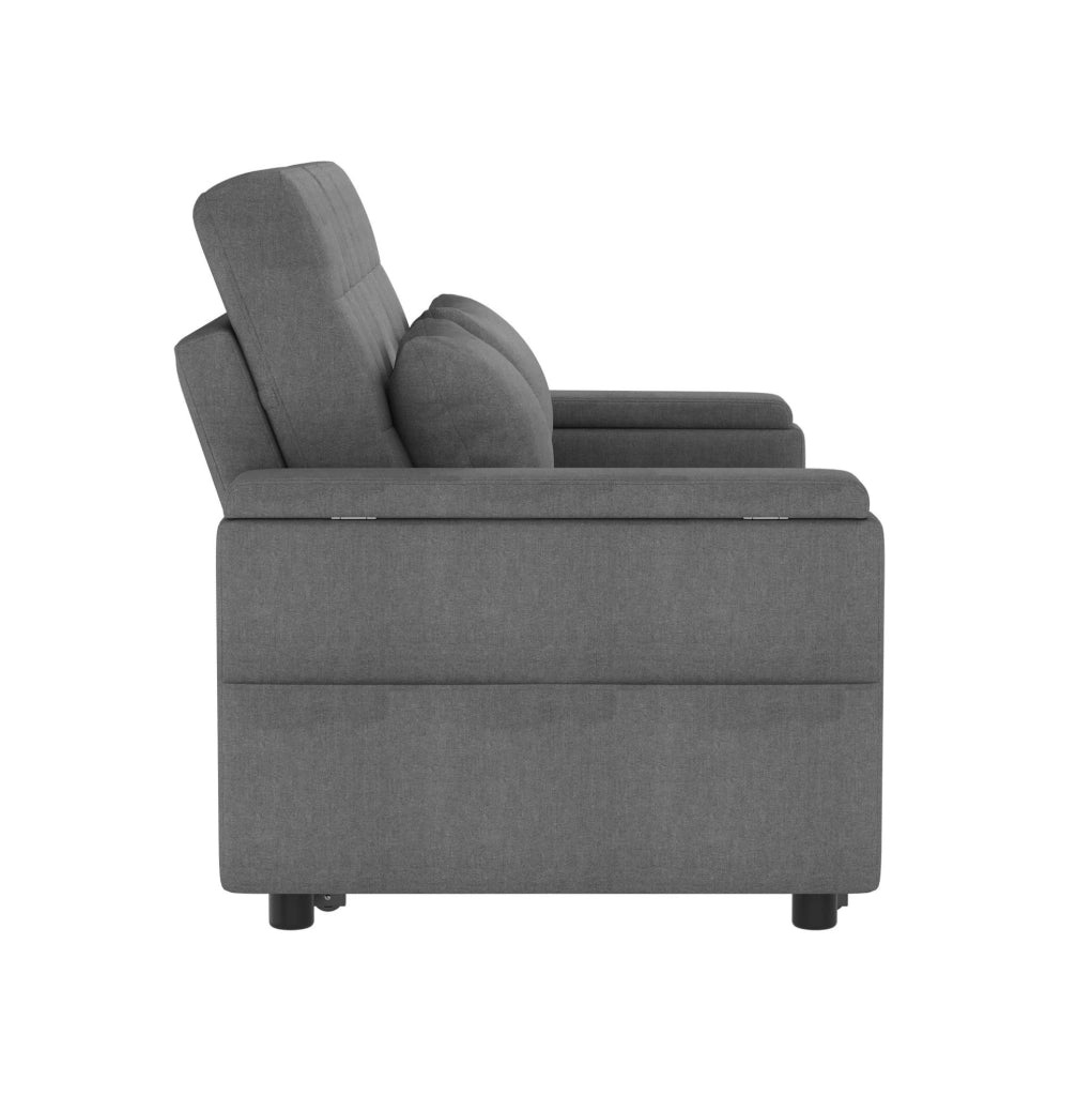 Divano letto a 2 posti con schienale reclinabile e contenitore; 159 cm; grigio