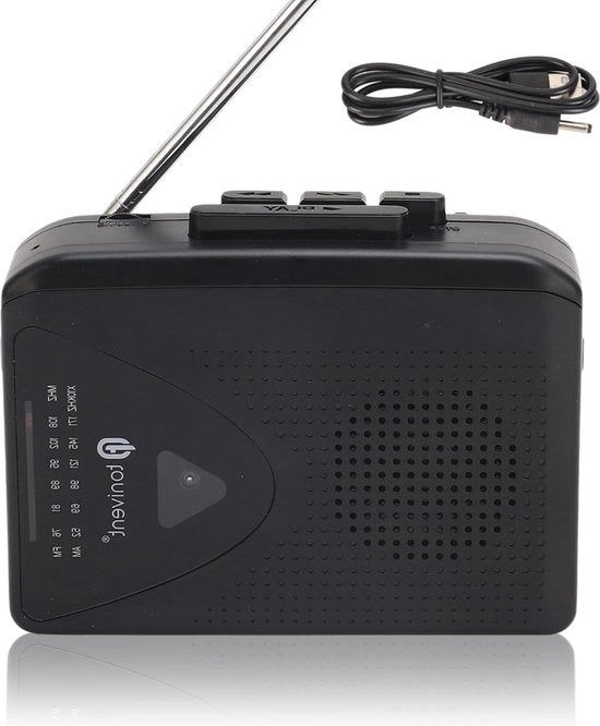 Cassettespeler portatile trasparente con radio AM FM e Bluetooth 5.0 - 35 Mm ingresso auricolare - Inclusa cuffia auricolare cassettespeler