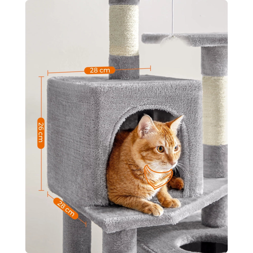 Tiragraffi a Torre Oskar in Peluche Grigio con Amaca