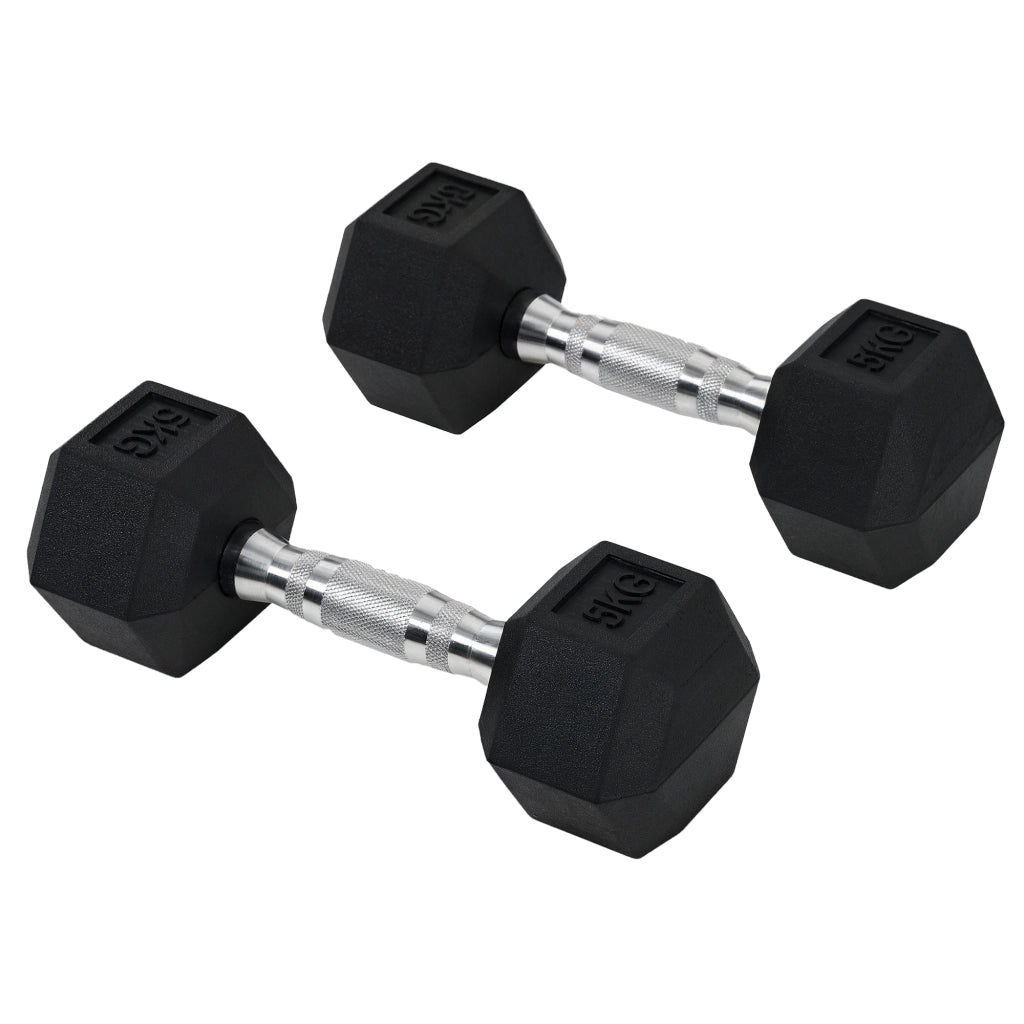 Set manubri esagonali 2x5 kg ¨C zephmum ¨C con barra di collegamento