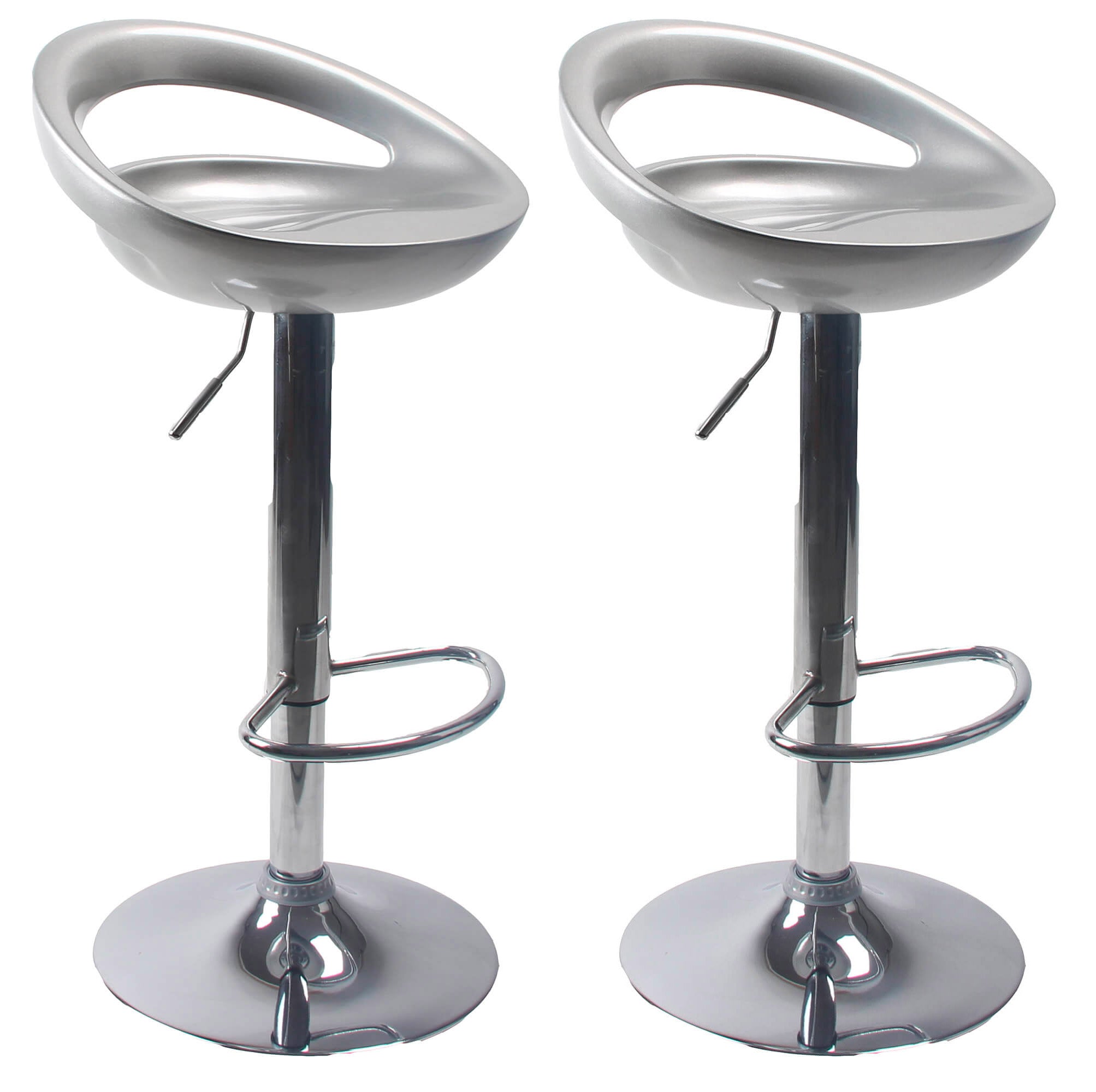 Set 2 Sgabelli con Alzata a Gas e Seduta Girevole in ABS Seattle Silver Lucido
