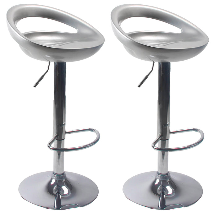 Set 2 Sgabelli con Alzata a Gas e Seduta Girevole in ABS Seattle Silver Lucido