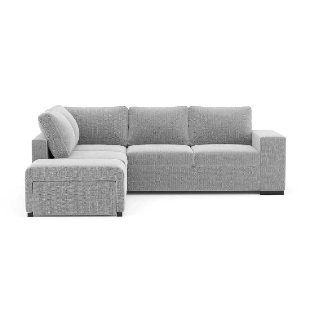 Divano Letto Angolare reversibile Jozzis grigio con funzione letto e bracciolo contenitore 248,5x209x90,5H