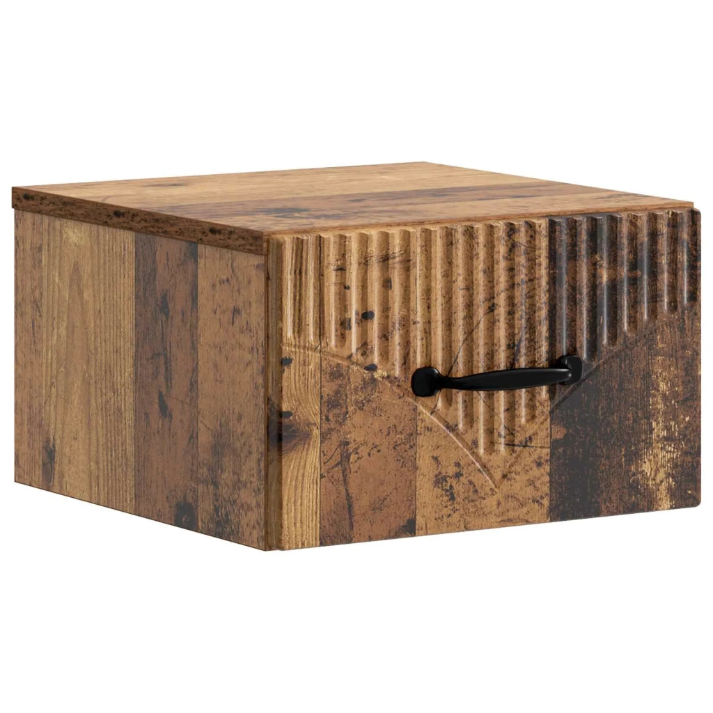 Mobiletto da notte a muro 2 pcs Legno antico 34,5 x 33 x 20 cm 898952