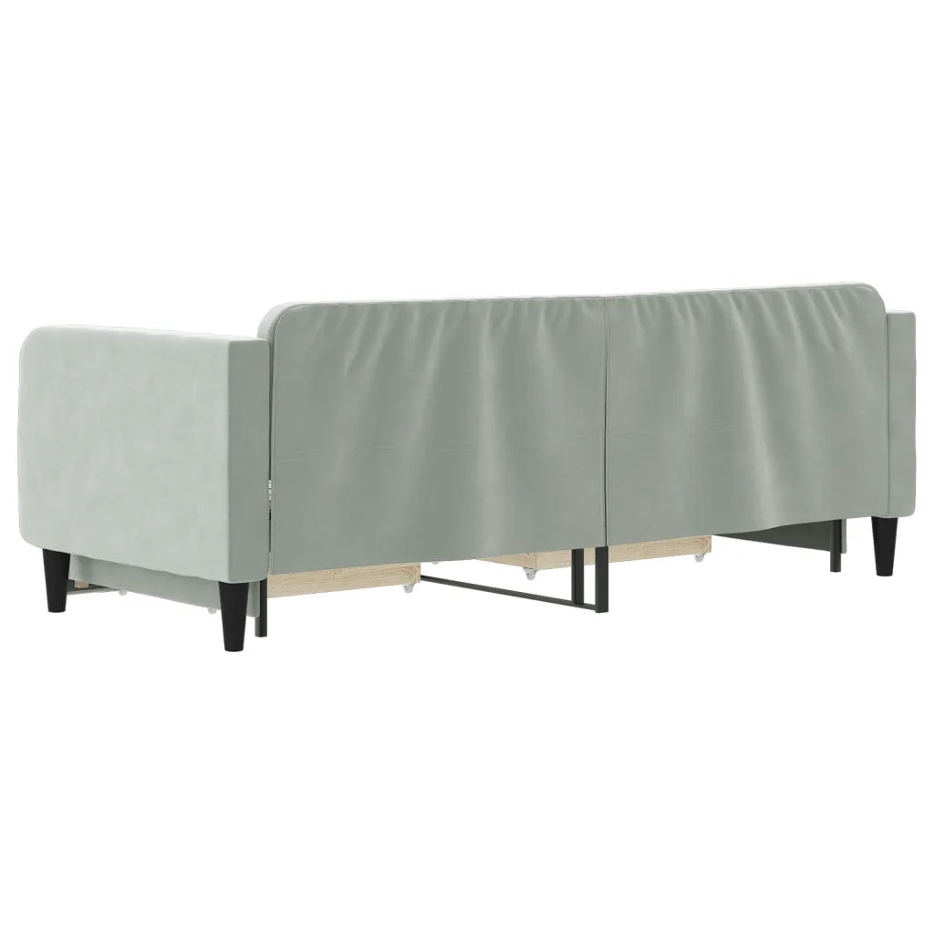 Divano Letto Estraibile Cassetti Grigio Chiaro 80x200cm Velluto 3197104