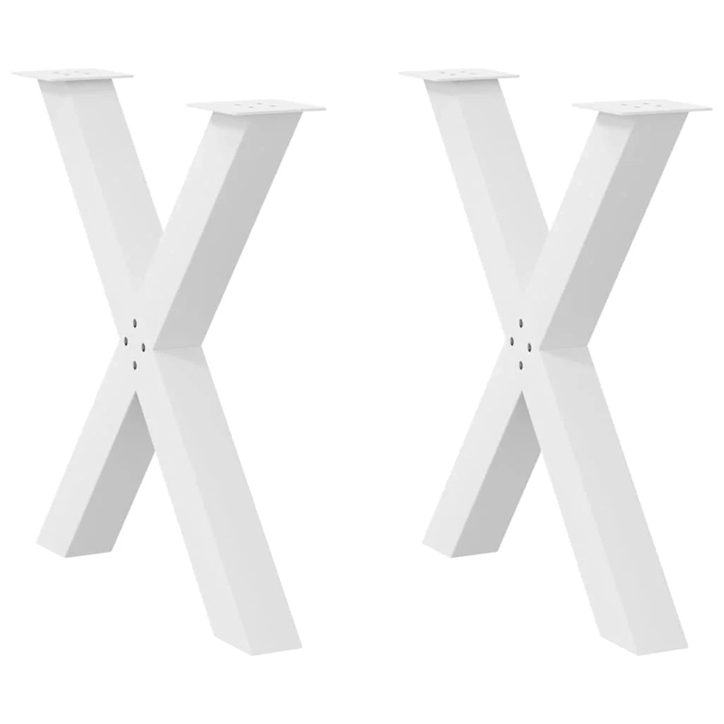 Set di 2 gambe per tavolo da pranzo a forma di X robuste e dal design moderno 80 x 72-73 cm acciaio bianco 02_0057253