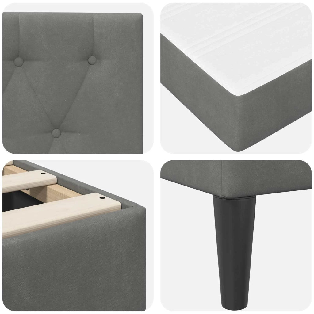 Struttura letto con materasso Grigio scuro 140 x 200 cm Velluto