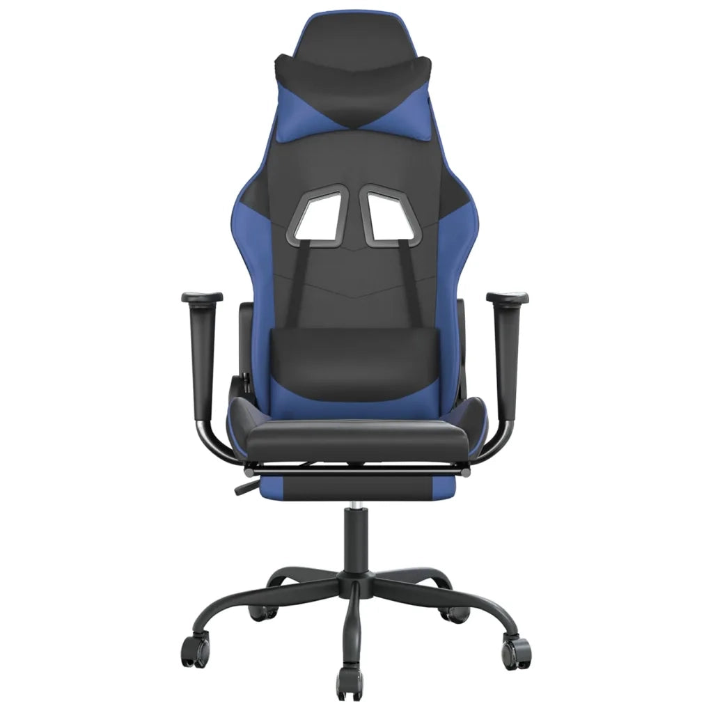 Sedia da Gaming con Poggiapiedi Nero e Blu in Similpelle cod mxl 62085