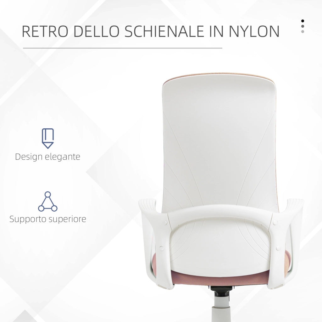 Sedia da Ufficio Ergonomica e Imbottita con Altezza Regolabile e Dondolo. 62x56x110-119.5 cm. Rosa