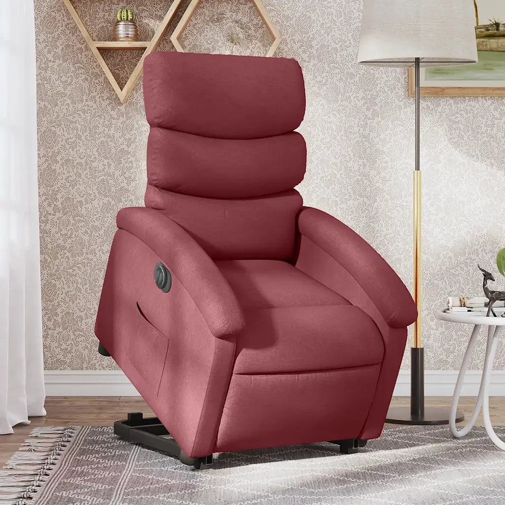 Poltrona Alzapersona Reclinabile Elettrica Rosso Vino Tessuto 3204005
