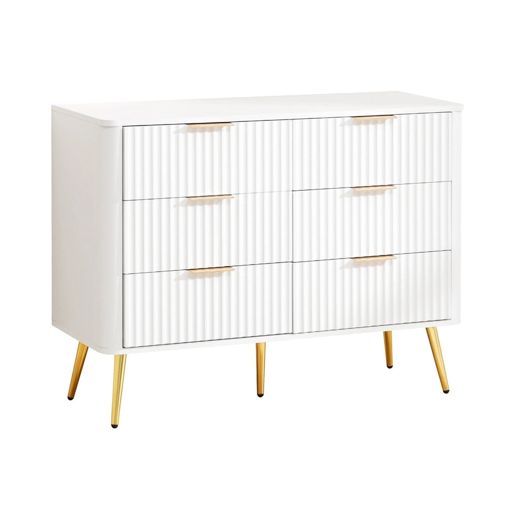 Cassettiera 6 Cassetti ¨C MINIMAL ¨C Bianco MDF Metallo Maniglie Soggiorno Ingresso