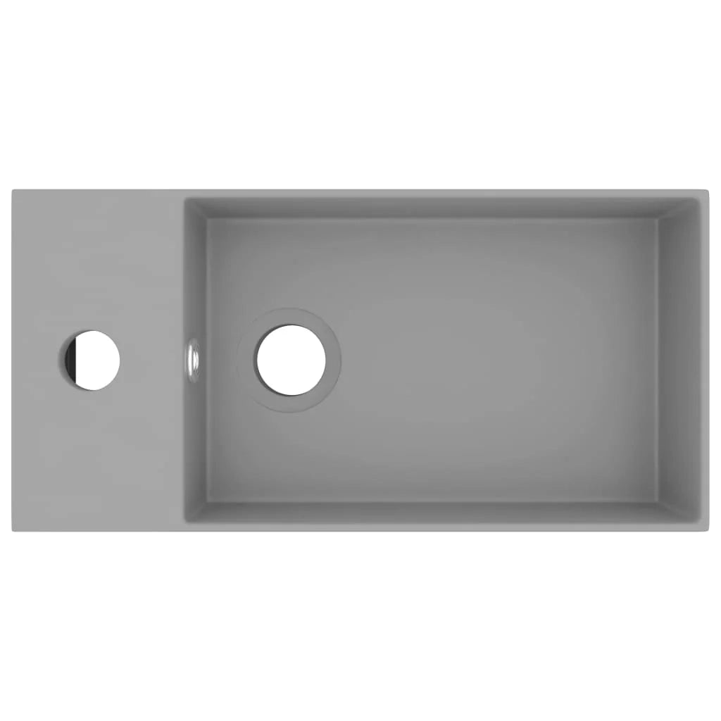Lavandino da bagno con troppopieno in ceramica 48 x 25 cm grigio chiaro 02_0002735