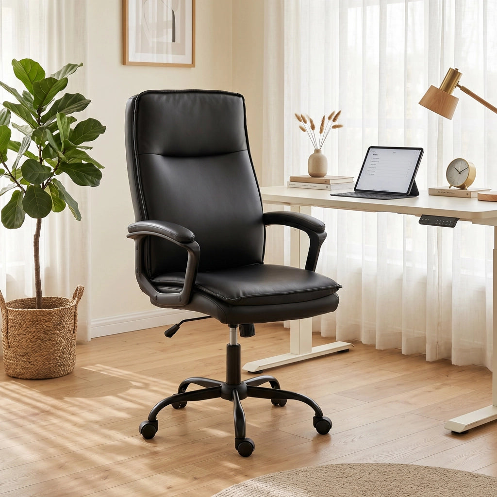 Sedia da ufficio ergonomica in similpelle reclinabile ¨C zephmum ¨C nero