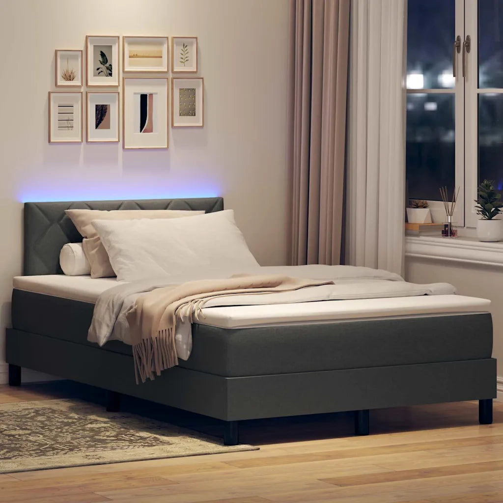 Letto a molle con materasso Grigio scuro 120 x 190 cm Tessuto 3342269