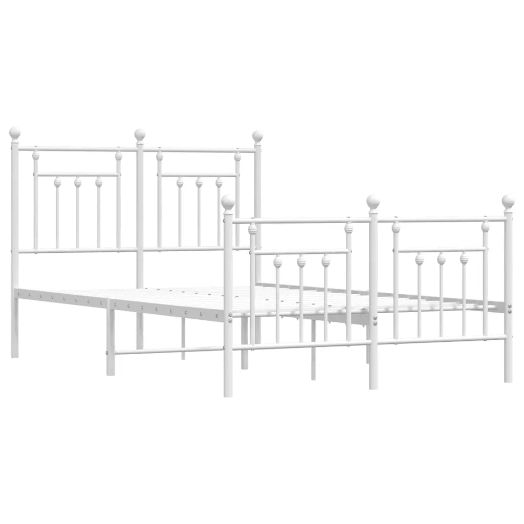 Giroletto con Testiera e Pediera-Struttura Letto Metallo Bianco 120x190 cm 850859