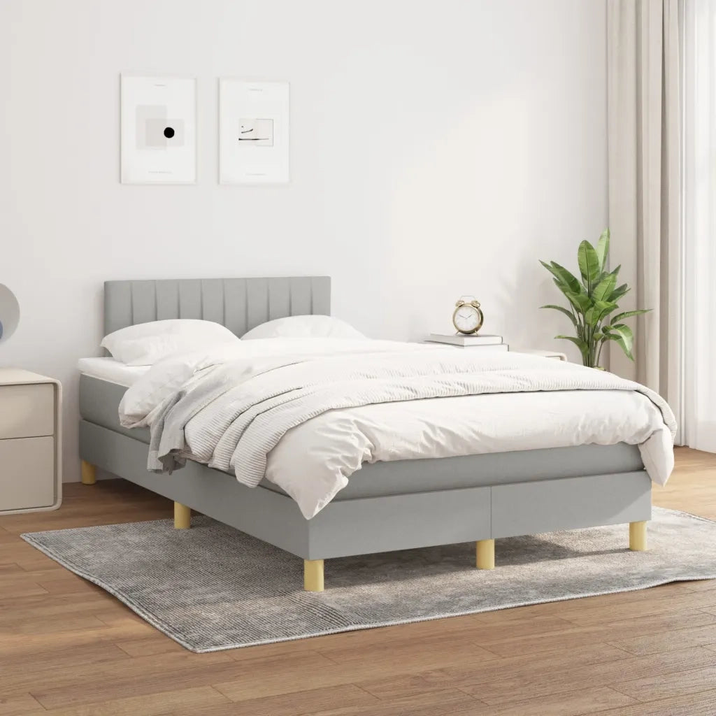 Giroletto a Molle con Materasso Grigio Chiaro 120x190cm Tessuto