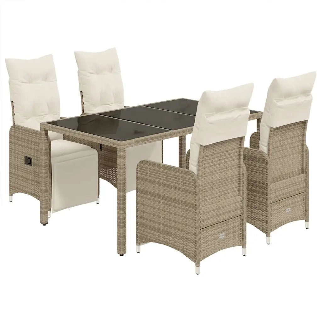 vidaXL Set Bistrò da Giardino 5 pz con Cuscini in Polyrattan Marrone