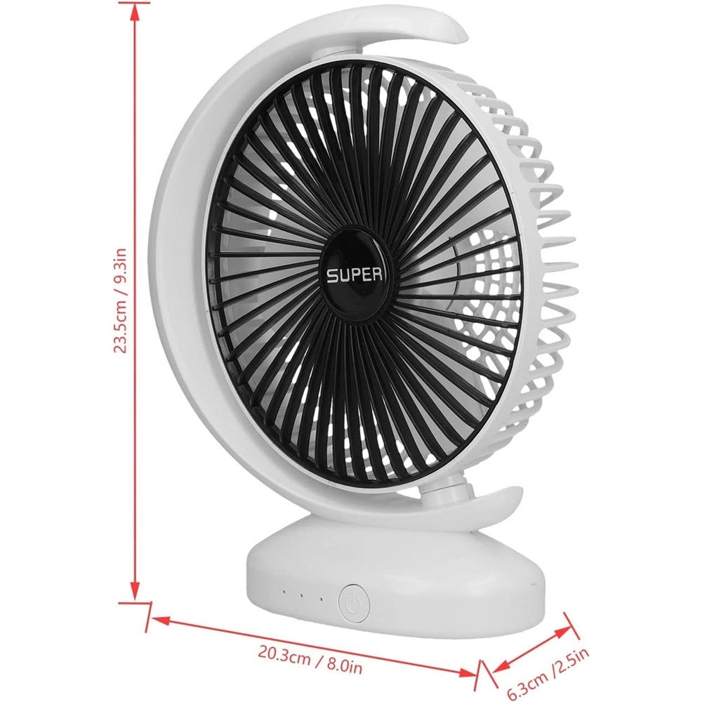 Trade Shop - Ventilatore Da Tavolo Usb Silenziosa Con Rotazione Testa Flusso D'aria A 3 Livelli -