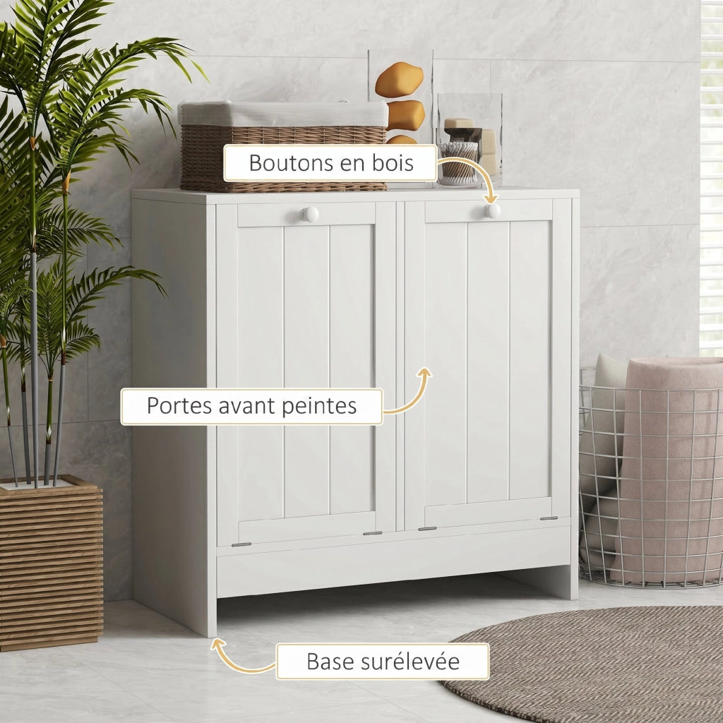 Armadietto da Bagno con Cestello Bianco ¨C Zephmum ¨C 66x33x68 cm