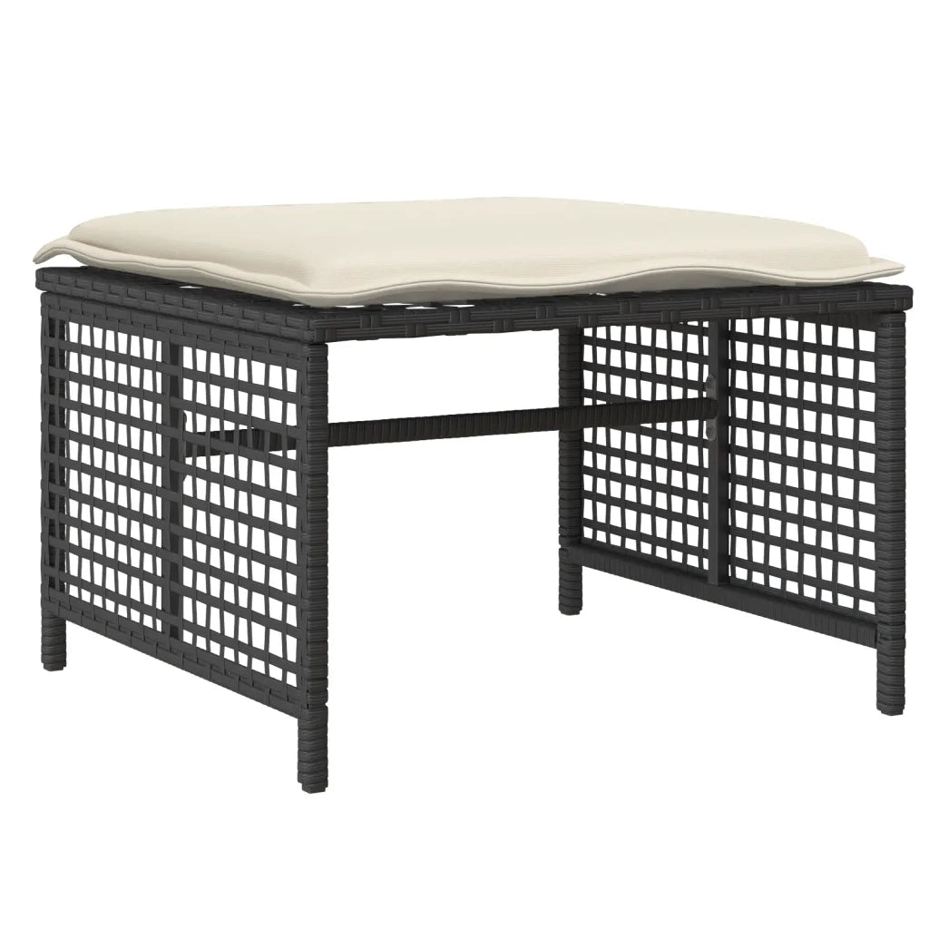 Salotto da Giardino-Set Divani da Giardino 4 pz con Cuscini Nero Polyrattan Vetro