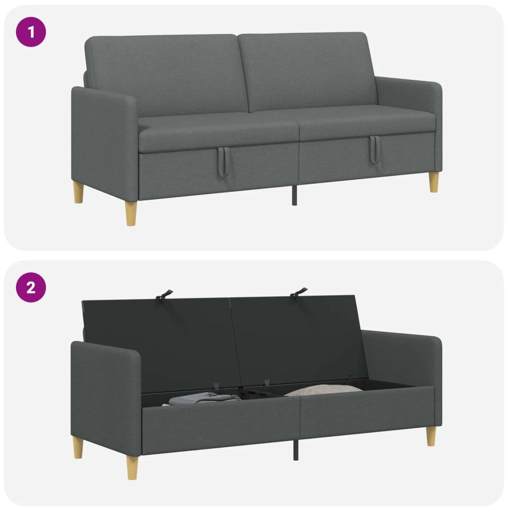 Divano con Storage Grigio Scuro 192 x 78 x 87 cm Poliestere 42036976