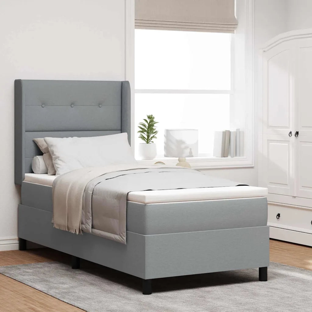 Letto a molle con materasso Grigio chiaro 80 x 200 cm Tessuto