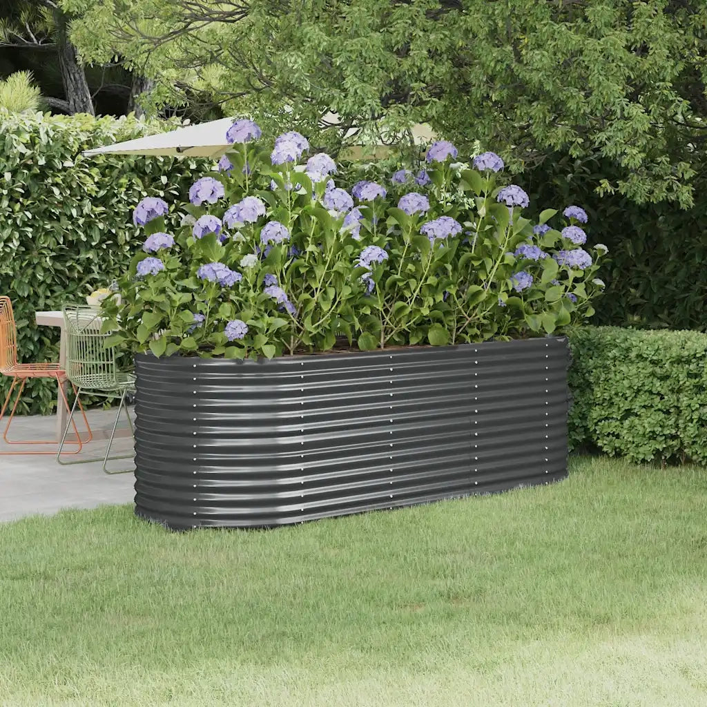 Fioriere | Cassetta per fiori | Letto da Giardino in Acciaio Zincato 224x80x68 cm Antracite