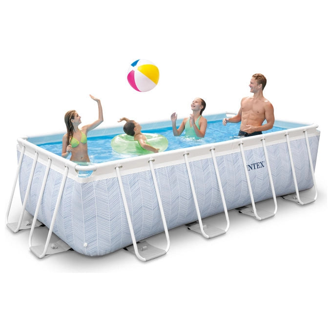 Intex Piscina Prism Chevron Rettangolare 400x200x100 cm con pompa filtro e scaletta
