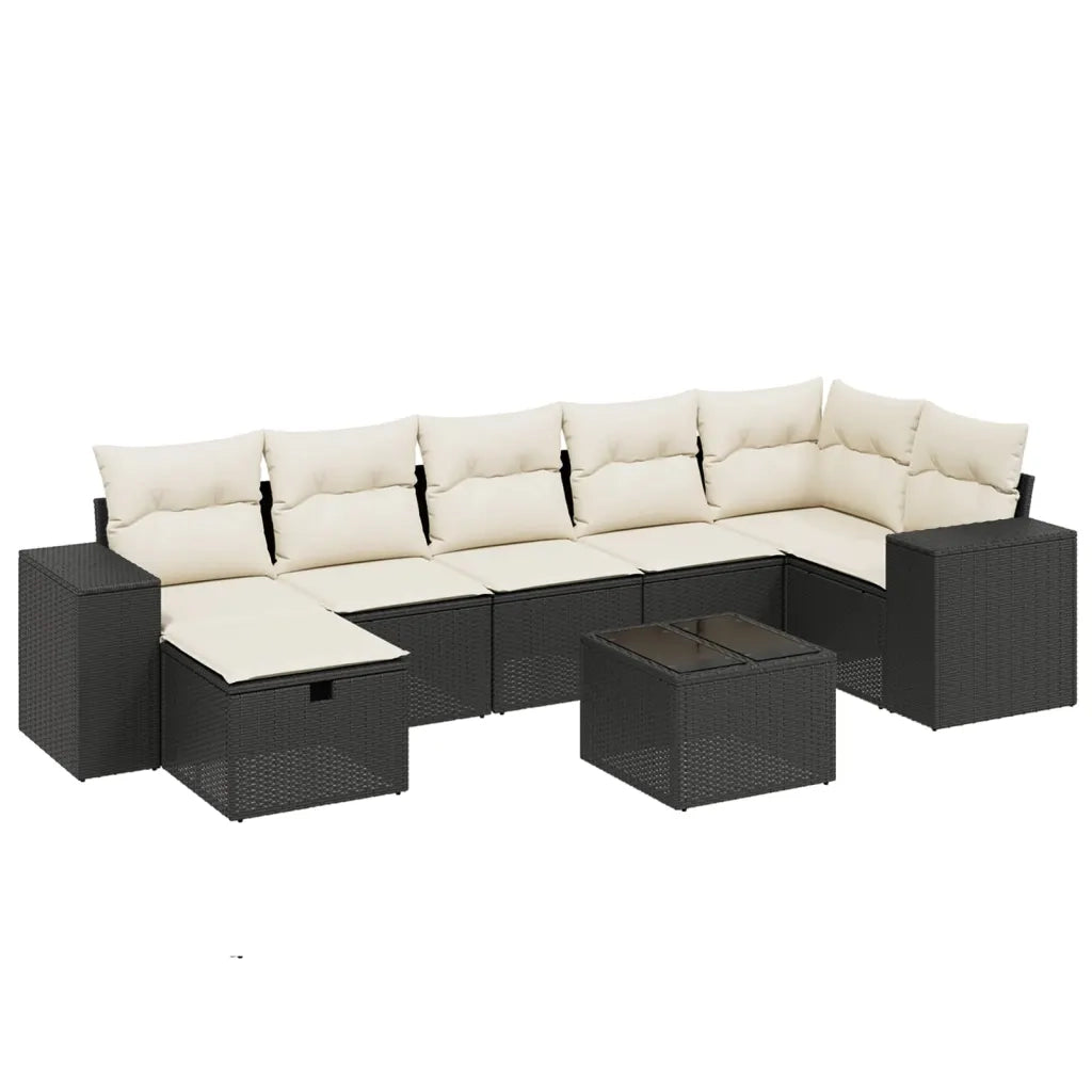 Set Divani da Giardino con Cuscini 8 pz Nero in Polyrattan