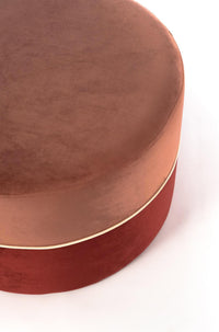 Pouf in Tessuto Vellutato Ø62 cm Rosa Antico e Bordeaux