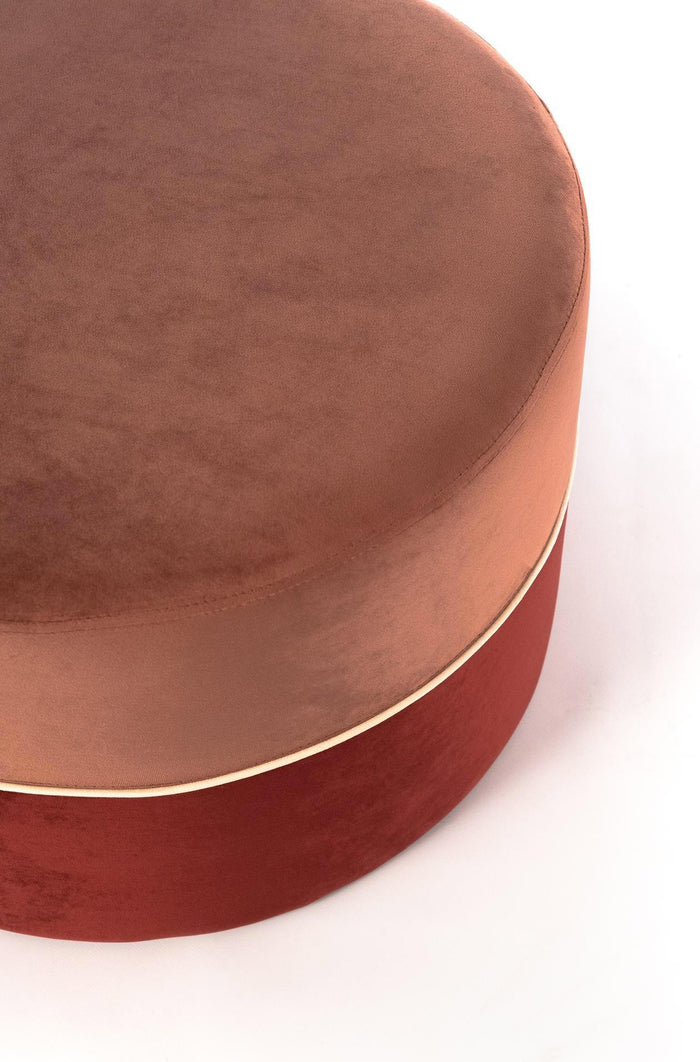 Pouf in Tessuto Vellutato Ø62 cm Rosa Antico e Bordeaux