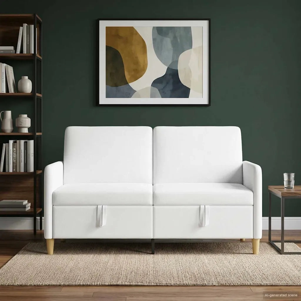 Divano con Storage Bianco 152 x 78 x 87 cm Poliestere 42036930