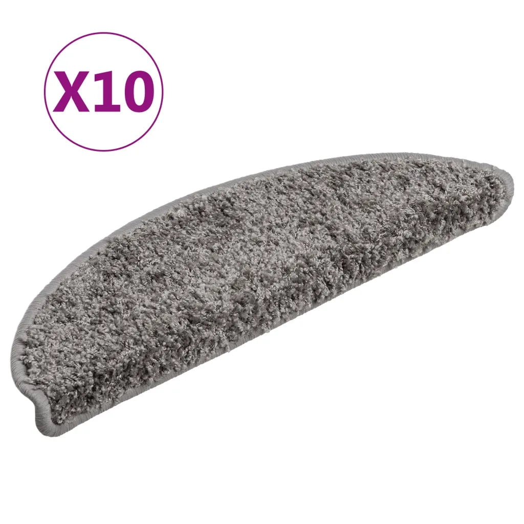 Tappetini per scale 10 pz | Gradini per Scale 56x17x3 cm Grigio Semicircolari