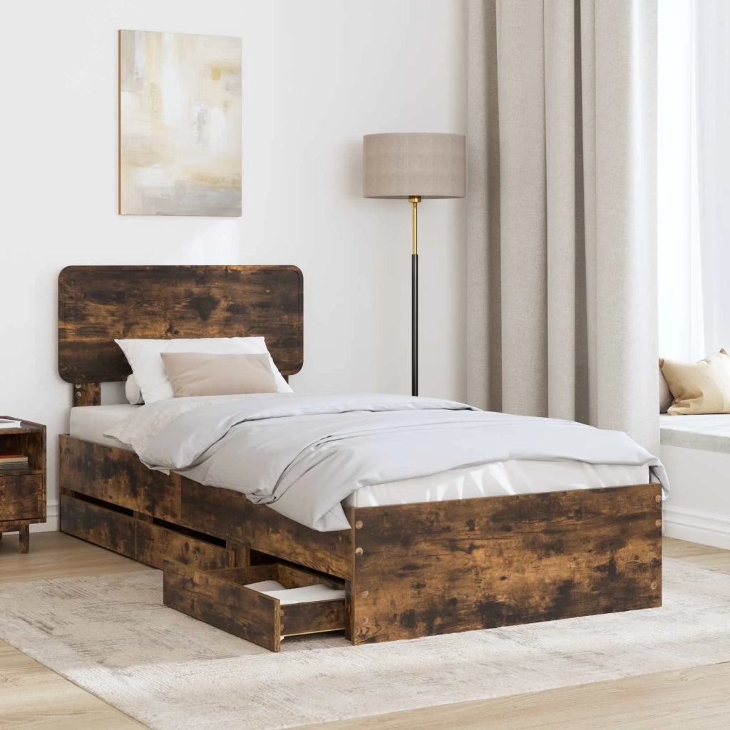 Struttura del letto con cassetto Quercia Affumicata 90 x 200 cm