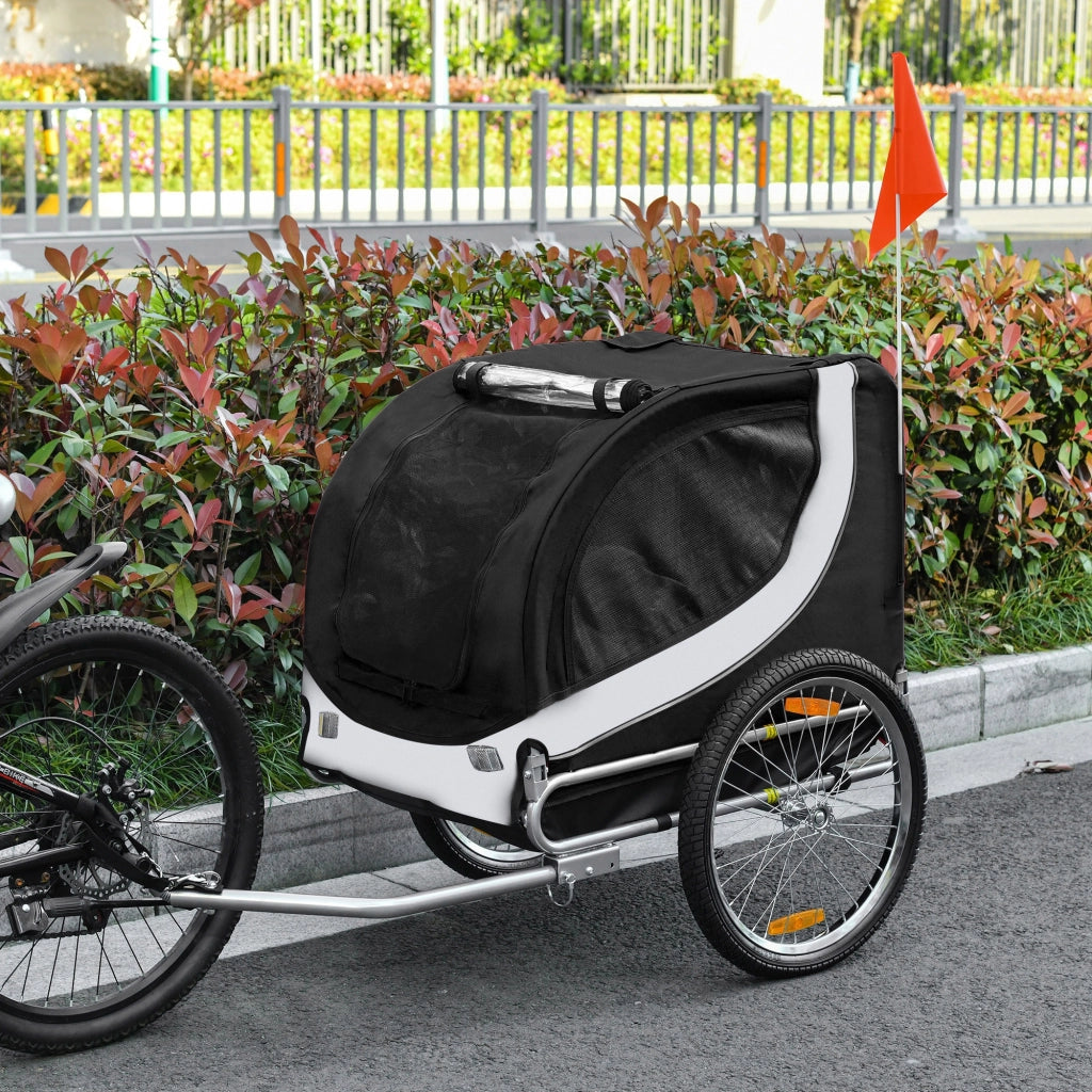 Rimorchio Bici per Cani ¨C zephmum ¨C Bianco e Nero 130x73x90 cm