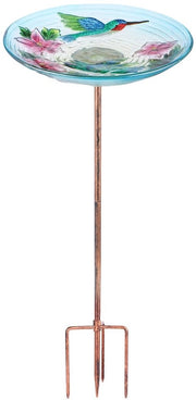 Vogliamo un po' di luce per il giardino, vasca per uccelli, altezza 66 cm, con asta metallica per giardino, prato, area esterna, per uccelli piccoli