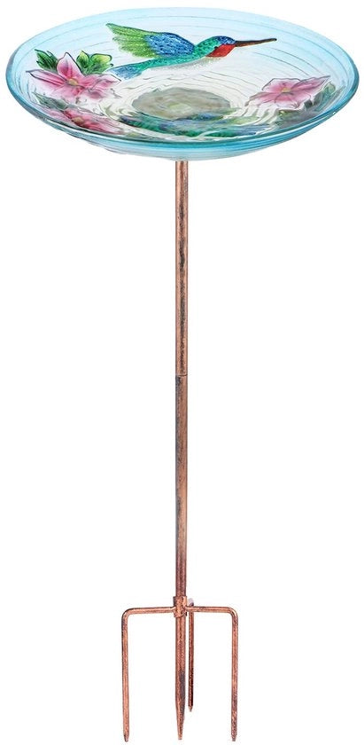Vogliamo un po' di luce per il giardino, vasca per uccelli, altezza 66 cm, con asta metallica per giardino, prato, area esterna, per uccelli piccoli