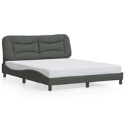 Letto matrimoniale | Letto per adulti | Giroletto senza Materasso Hvar Grigio Scuro 160x200 cm Tessuto