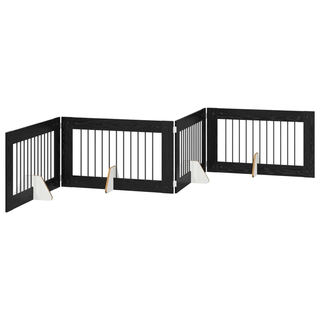 Cancello per cani con supporti 4 pz Rovere Nero 100 x 60 cm CFW6725593
