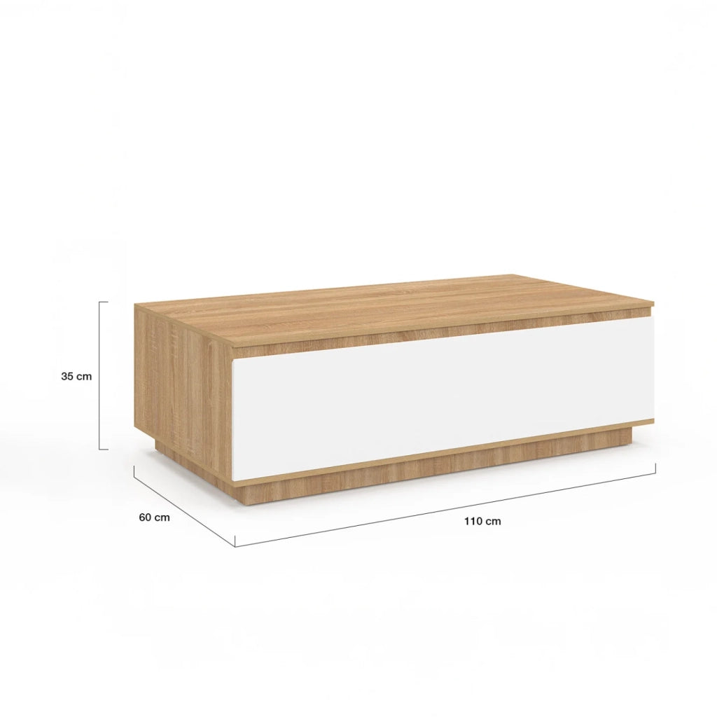 IDMarket - Tavolino TOMI 110 cm con anta in faggio e bianco