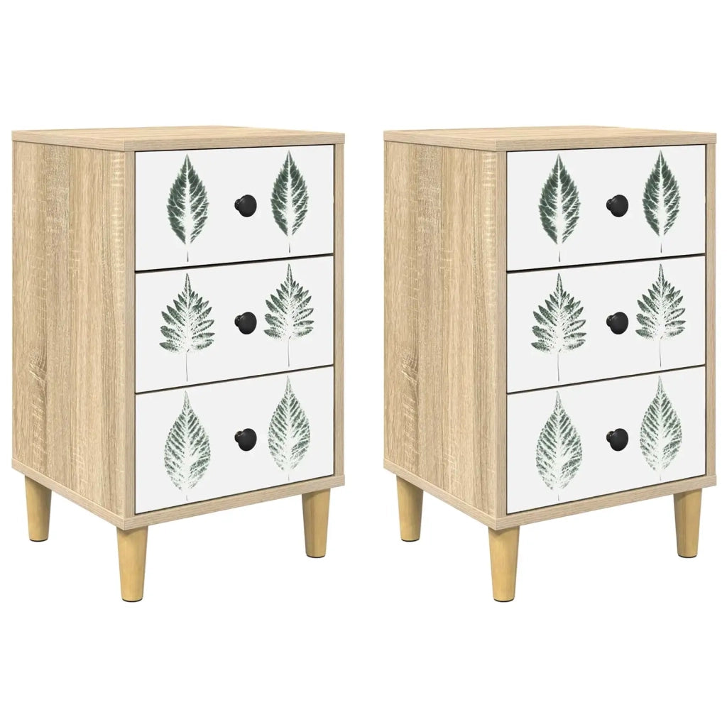 Armadio da Notte HANAU 2 pz Rovere Sonoma 36 x 33 x 60 cm 8007302