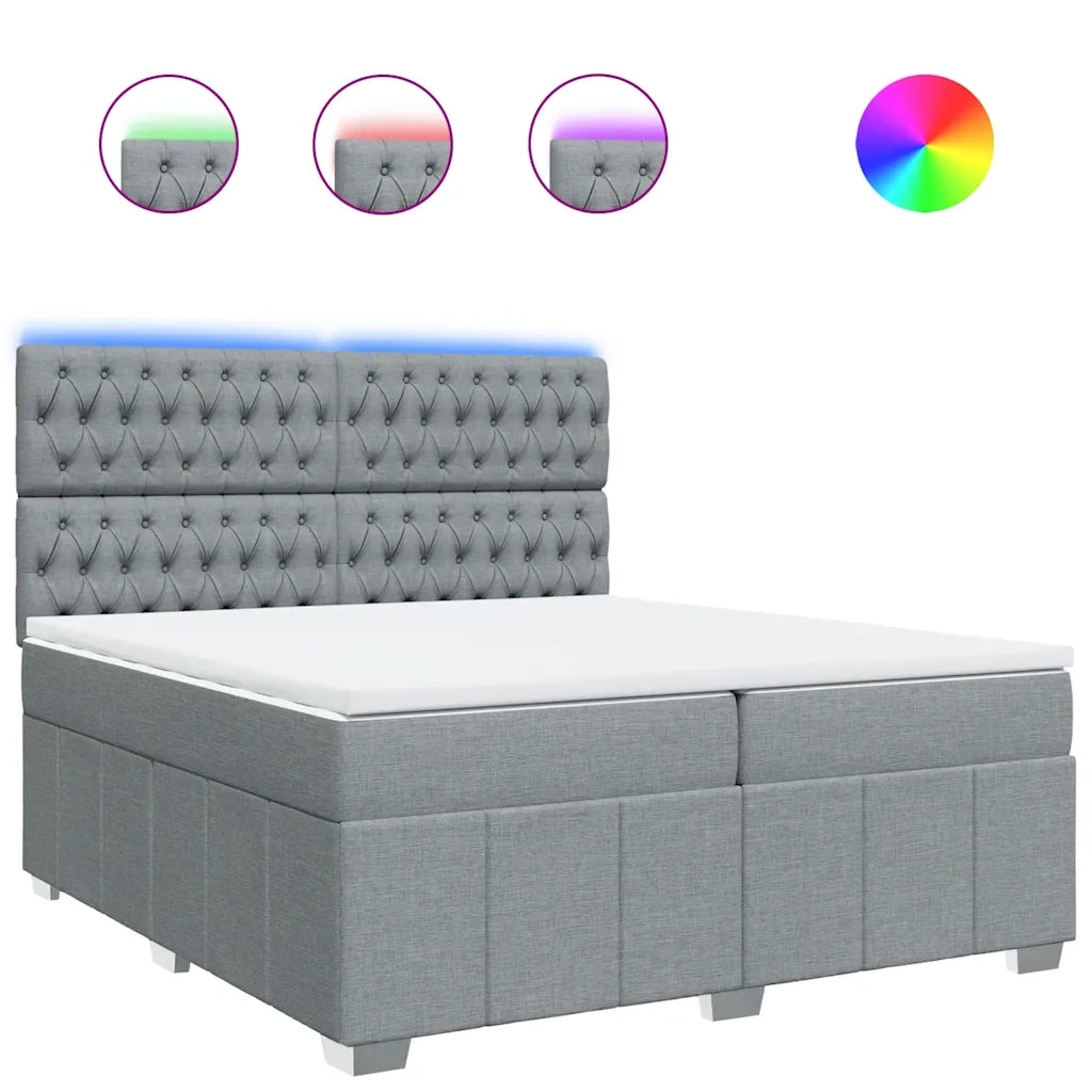 vidaXL Giroletto a Molle con Materasso Grigio Chiaro 200x200cm Tessuto