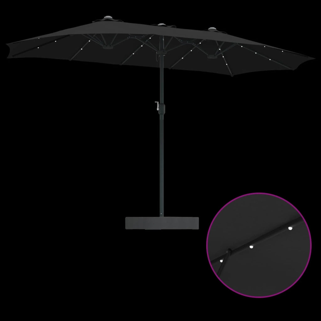 Ombrello da giardino-Ombrellone da spiaggia Nero 385 x 209 x 244 cm Poliestere