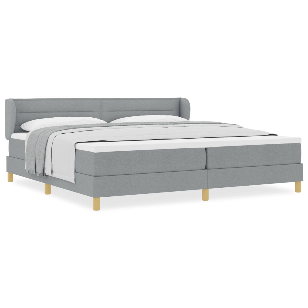 Letto con Box Spring e Materasso - Grigio Chiaro, 200x200 cm, Tessuto