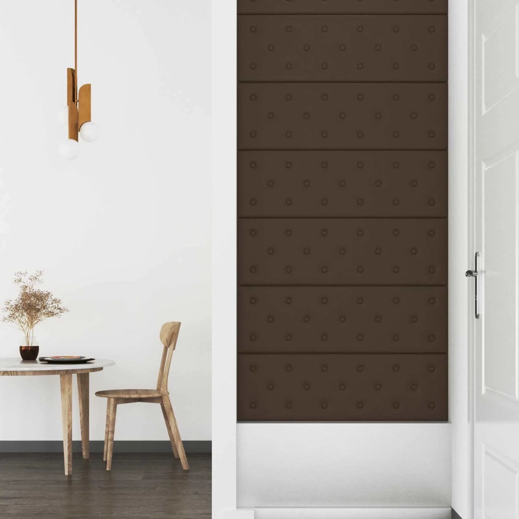 Testiera da Parete 12 pcs Marrone 90 x 30 cm Pelle Sintetica