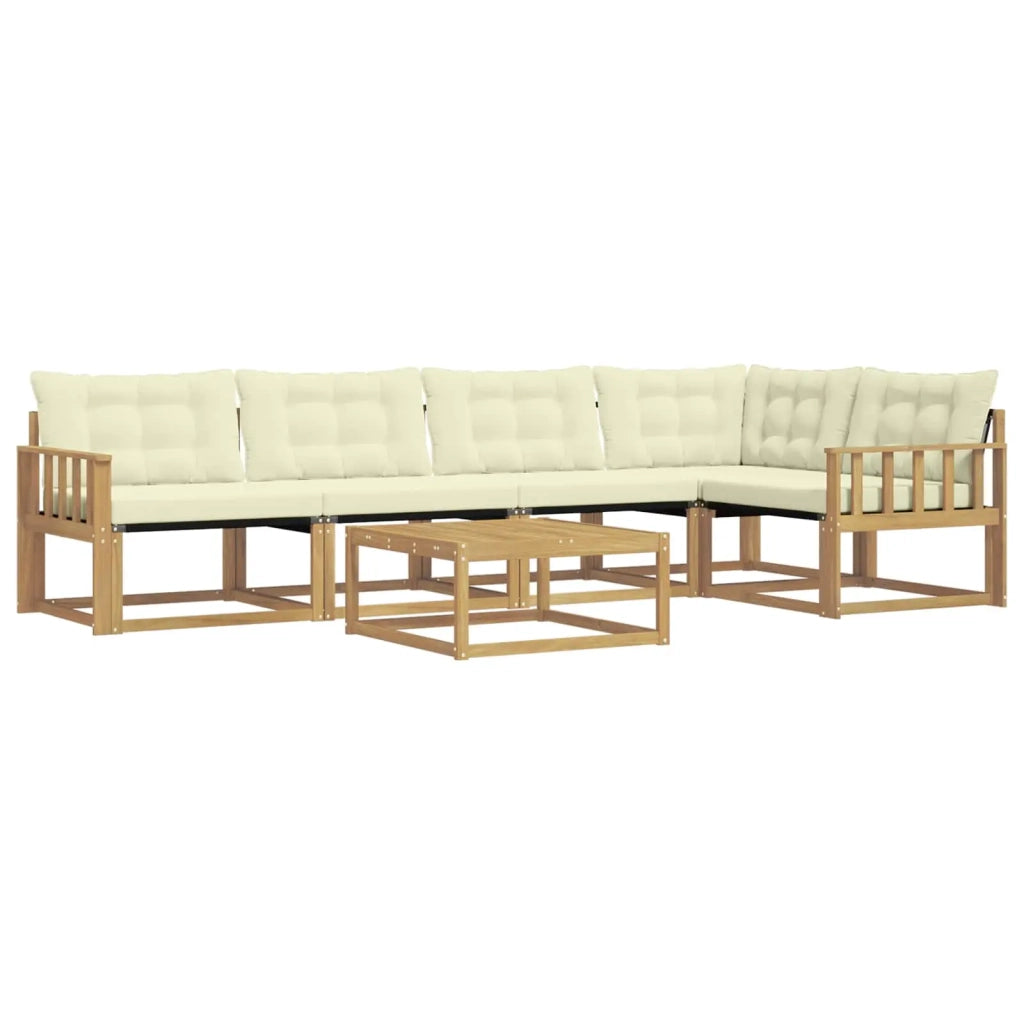 Set di divani da esterno 6 pcs Bianco e Crema