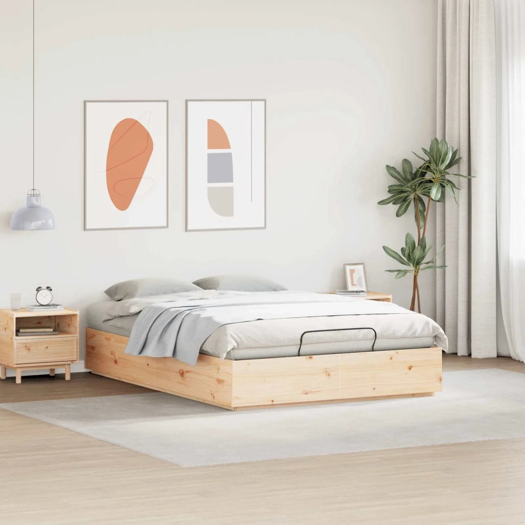 Letto ottomano Naturale 135 x 190 cm Legno di pino massiccio