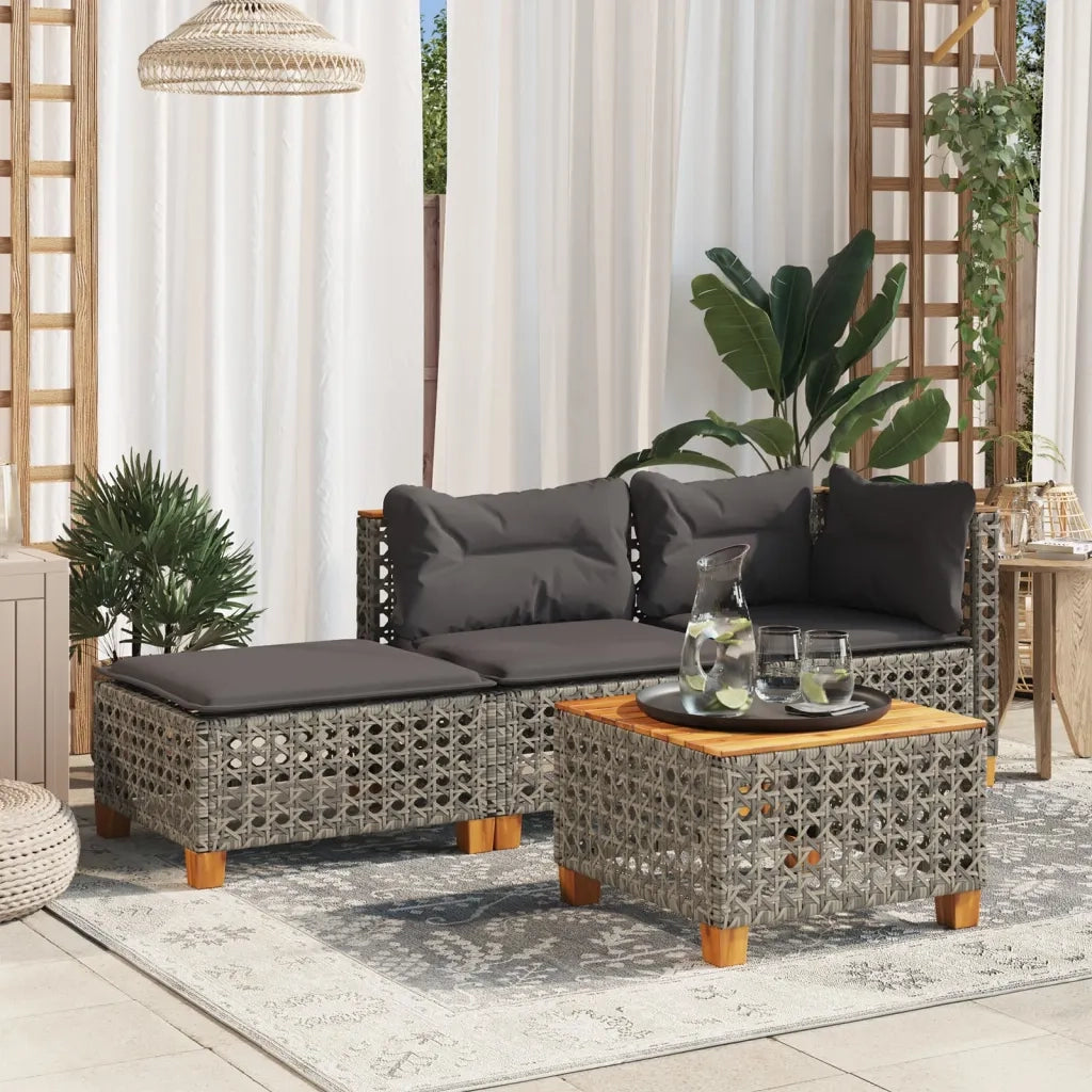 Sgabello Giardino con Cuscino Grigio 63,5x56x32cm in Polyrattan CFW3315309